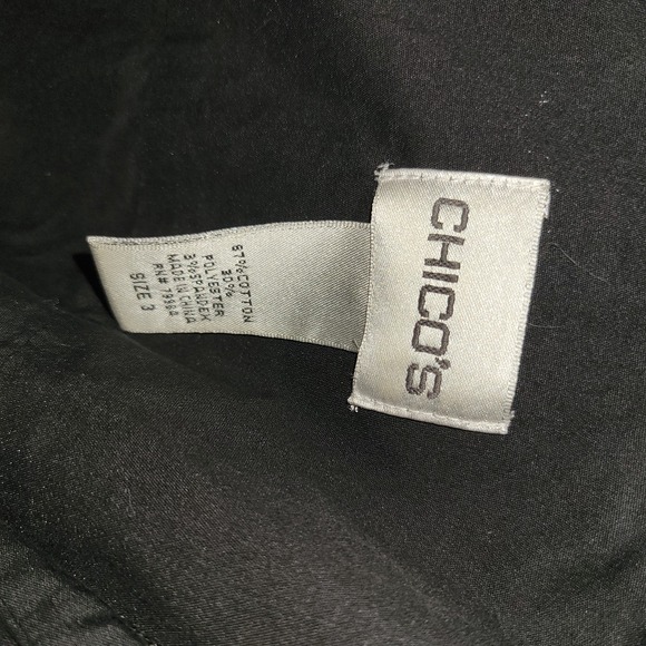 Chico's Women's Size 3‎ XL Cotton Peasant Comfort Black Blouse Top Breathable - Picture 6 of 9
